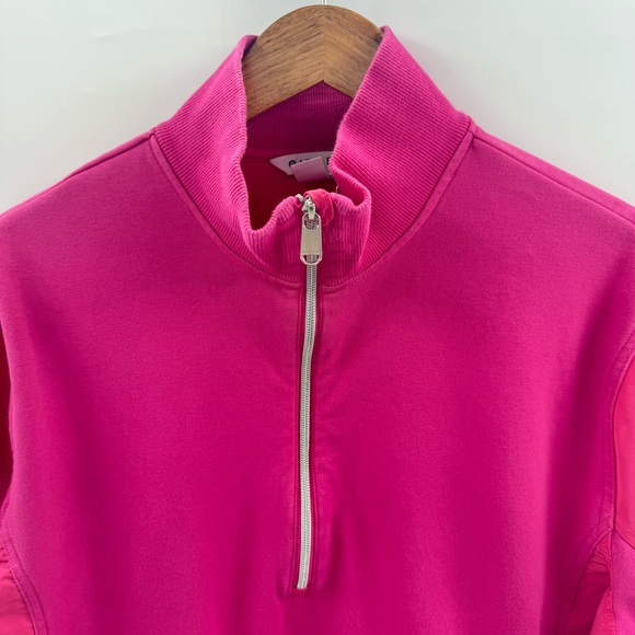Athleta Triumph Hybrid Half Zip Sweatshirt Hot Pink Gym Size Medium - Picture 4 of 10